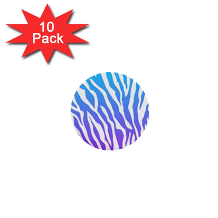 White tiger purple & blue animal fur print stripes 1  Mini Buttons (10 pack) 