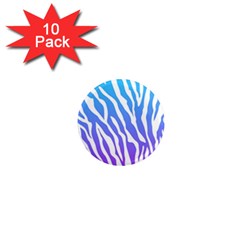 White Tiger Purple & Blue Animal Fur Print Stripes 1  Mini Magnet (10 Pack)  by Casemiro