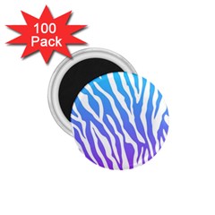 White Tiger Purple & Blue Animal Fur Print Stripes 1 75  Magnets (100 Pack)  by Casemiro