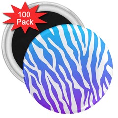 White Tiger Purple & Blue Animal Fur Print Stripes 3  Magnets (100 Pack) by Casemiro