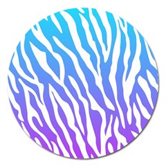 White Tiger Purple & Blue Animal Fur Print Stripes Magnet 5  (round) by Casemiro