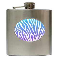 White Tiger Purple & Blue Animal Fur Print Stripes Hip Flask (6 Oz) by Casemiro