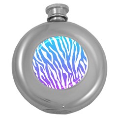 White Tiger Purple & Blue Animal Fur Print Stripes Round Hip Flask (5 Oz) by Casemiro