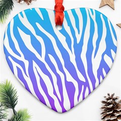 White Tiger Purple & Blue Animal Fur Print Stripes Heart Ornament (two Sides) by Casemiro