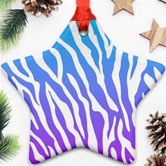 White Tiger Purple & Blue Animal Fur Print Stripes Star Ornament (two Sides) by Casemiro