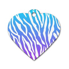 White Tiger Purple & Blue Animal Fur Print Stripes Dog Tag Heart (two Sides) by Casemiro