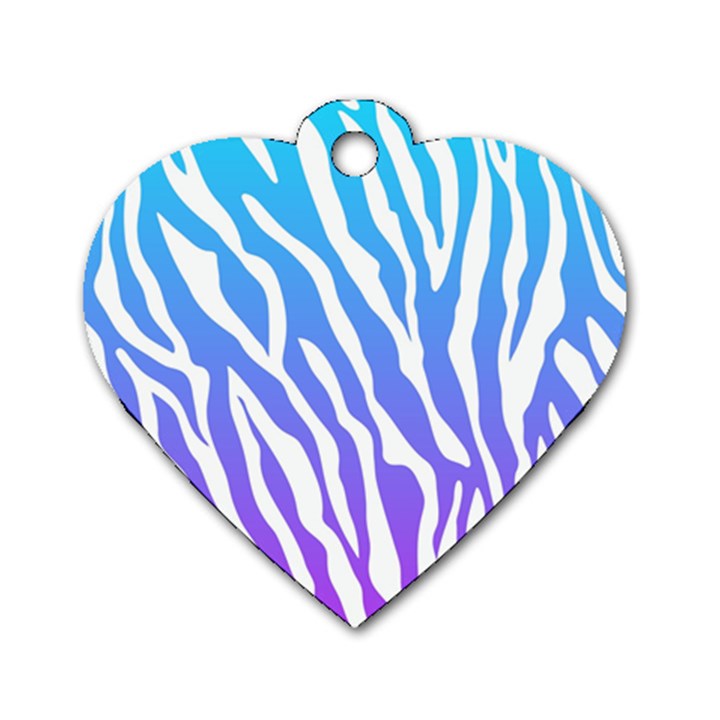 White tiger purple & blue animal fur print stripes Dog Tag Heart (Two Sides)