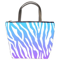 White Tiger Purple & Blue Animal Fur Print Stripes Bucket Bag by Casemiro