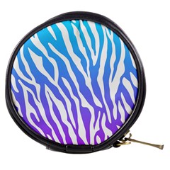 White Tiger Purple & Blue Animal Fur Print Stripes Mini Makeup Bag by Casemiro