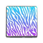 White tiger purple & blue animal fur print stripes Memory Card Reader (Square 5 Slot) Front