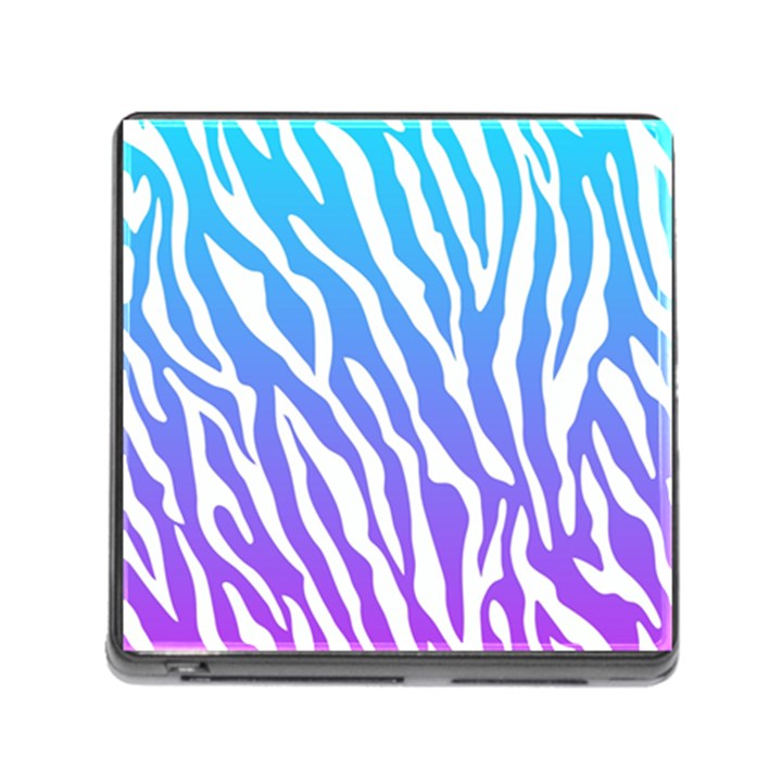 White tiger purple & blue animal fur print stripes Memory Card Reader (Square 5 Slot)