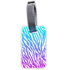 White Tiger Purple & Blue Animal Fur Print Stripes Luggage Tag (two Sides) by Casemiro