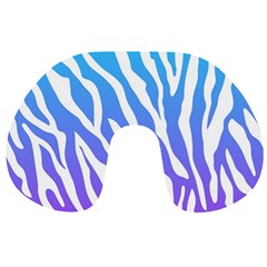 White Tiger Purple & Blue Animal Fur Print Stripes Travel Neck Pillow by Casemiro