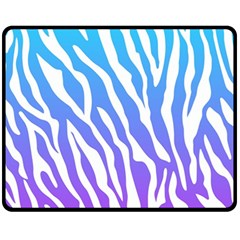 White Tiger Purple & Blue Animal Fur Print Stripes Double Sided Fleece Blanket (medium)  by Casemiro