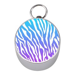 White Tiger Purple & Blue Animal Fur Print Stripes Mini Silver Compasses