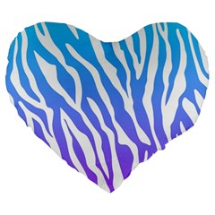 White Tiger Purple & Blue Animal Fur Print Stripes Large 19  Premium Flano Heart Shape Cushions by Casemiro