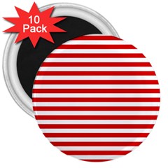 Red And White Stripes Pattern, Geometric Theme 3  Magnets (10 Pack)  by Casemiro