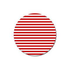 Red And White Stripes Pattern, Geometric Theme Magnet 3  (round) by Casemiro