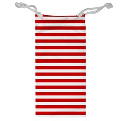 Red And White Stripes Pattern, Geometric Theme Jewelry Bag by Casemiro