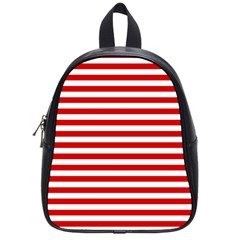 Red And White Stripes Pattern, Geometric Theme School Bag (small) by Casemiro