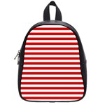 Red and white stripes pattern, geometric theme School Bag (Small) Front