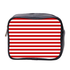 Red And White Stripes Pattern, Geometric Theme Mini Toiletries Bag (two Sides) by Casemiro