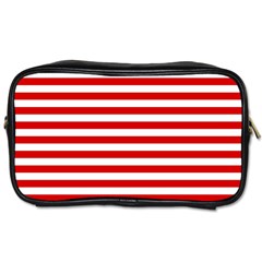 Red And White Stripes Pattern, Geometric Theme Toiletries Bag (two Sides) by Casemiro