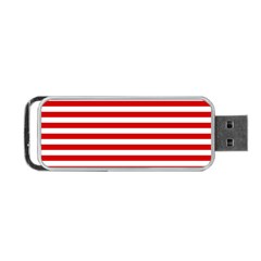 Red And White Stripes Pattern, Geometric Theme Portable Usb Flash (one Side) by Casemiro