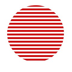 Red And White Stripes Pattern, Geometric Theme Mini Round Pill Box by Casemiro