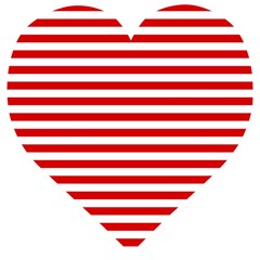 Red And White Stripes Pattern, Geometric Theme Wooden Puzzle Heart by Casemiro