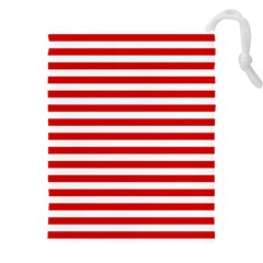 Red And White Stripes Pattern, Geometric Theme Drawstring Pouch (4xl) by Casemiro