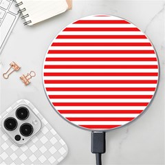 Red And White Stripes Pattern, Geometric Theme Wireless Charger by Casemiro