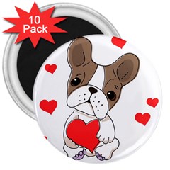 French Bulldog Hearts 3  Magnets (10 Pack)  by SomethingForEveryone