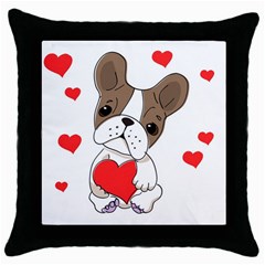 French Bulldog Hearts Throw Pillow Case (black) by SomethingForEveryone