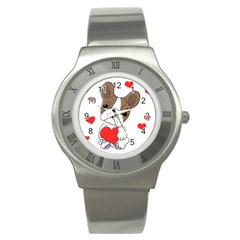 French Bulldog Hearts Stainless Steel Watch