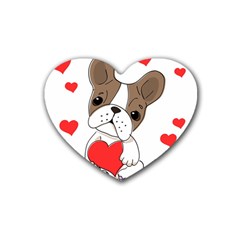 French Bulldog Hearts Heart Coaster (4 Pack) 