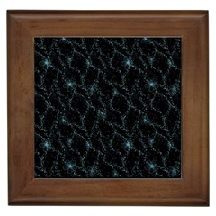 Turquoise Abstract Flowers With Splashes On A Dark Background  Abstract Print Framed Tile by SychEva