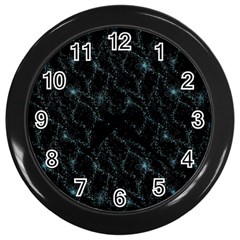 Turquoise Abstract Flowers With Splashes On A Dark Background  Abstract Print Wall Clock (black) by SychEva