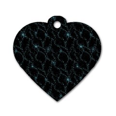 Turquoise Abstract Flowers With Splashes On A Dark Background  Abstract Print Dog Tag Heart (two Sides) by SychEva