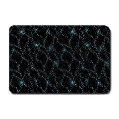 Turquoise Abstract Flowers With Splashes On A Dark Background  Abstract Print Small Doormat  by SychEva