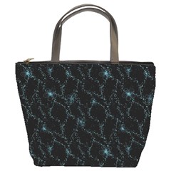 Turquoise Abstract Flowers With Splashes On A Dark Background  Abstract Print Bucket Bag by SychEva