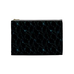 Turquoise Abstract Flowers With Splashes On A Dark Background  Abstract Print Cosmetic Bag (medium) by SychEva