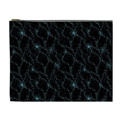 Turquoise Abstract Flowers With Splashes On A Dark Background  Abstract Print Cosmetic Bag (xl) by SychEva