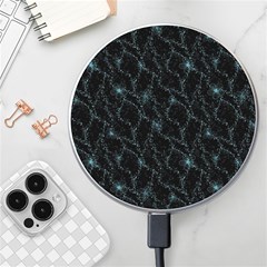 Turquoise Abstract Flowers With Splashes On A Dark Background  Abstract Print Wireless Charger by SychEva