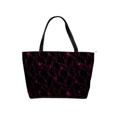 Pink Abstract Flowers With Splashes On A Dark Background  Abstract Print Classic Shoulder Handbag by SychEva