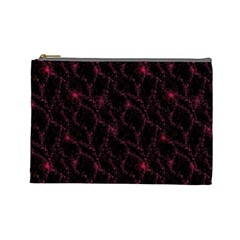 Pink Abstract Flowers With Splashes On A Dark Background  Abstract Print Cosmetic Bag (large) by SychEva