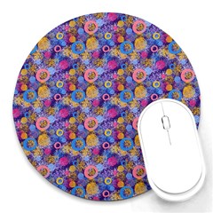 Multicolored Circles And Spots Round Mousepads by SychEva