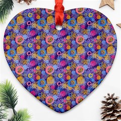 Multicolored Circles And Spots Ornament (Heart)