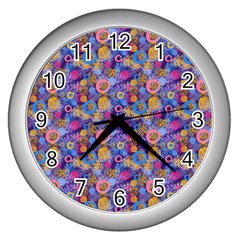 Multicolored Circles And Spots Wall Clock (silver) by SychEva