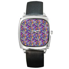 Multicolored Circles And Spots Square Metal Watch by SychEva